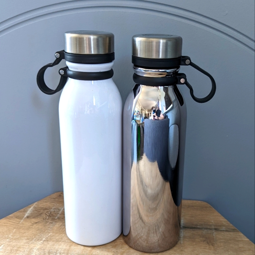 Indigo duo water bottle - opalescent white & chrome - 19.4oz 550ml